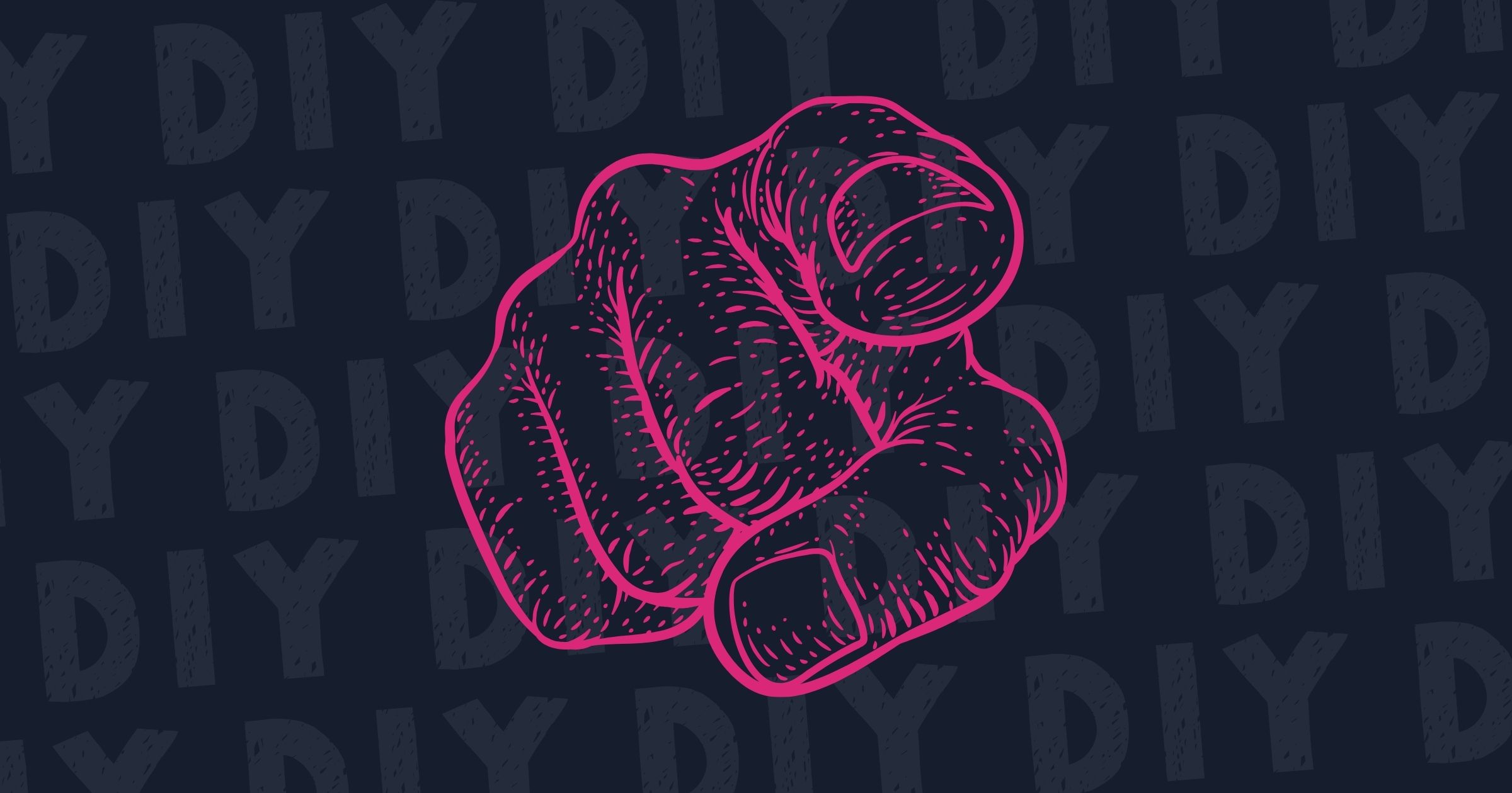 Image of a finger pointing towards the viewer with a subltle DIY background texture.